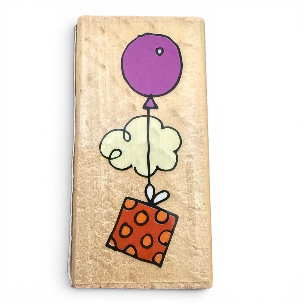 Studio G 3 Balloon With Present Floating Rubber Stamp NEW